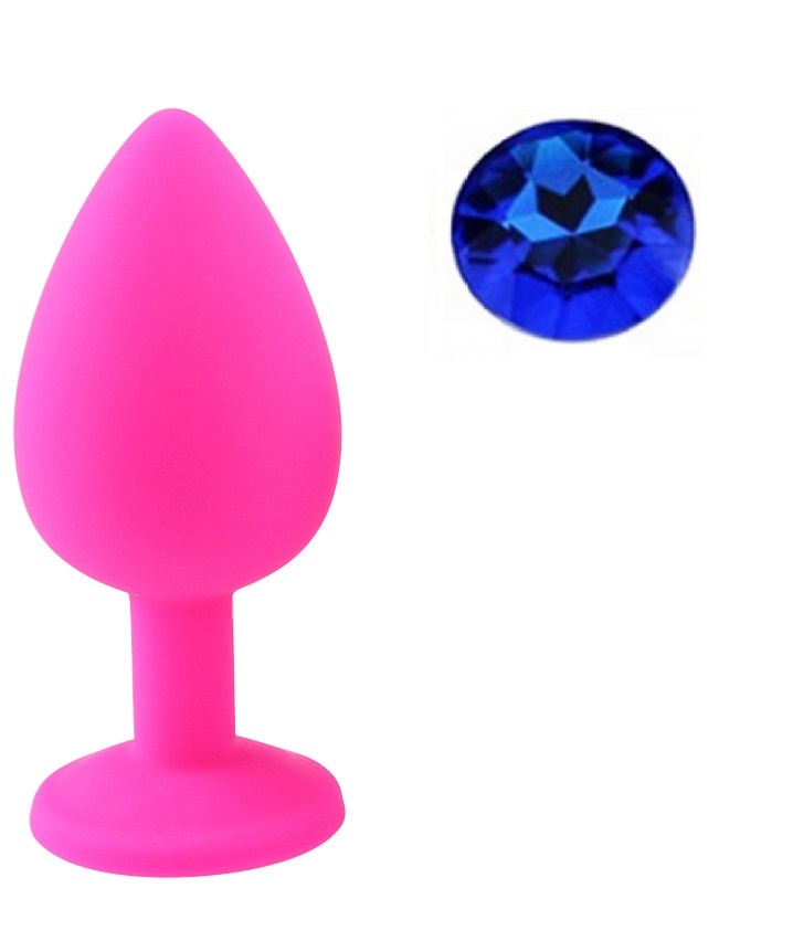 Dop Anal Silicone Buttplug, Large, Roz/Albastru, Guilty Toys