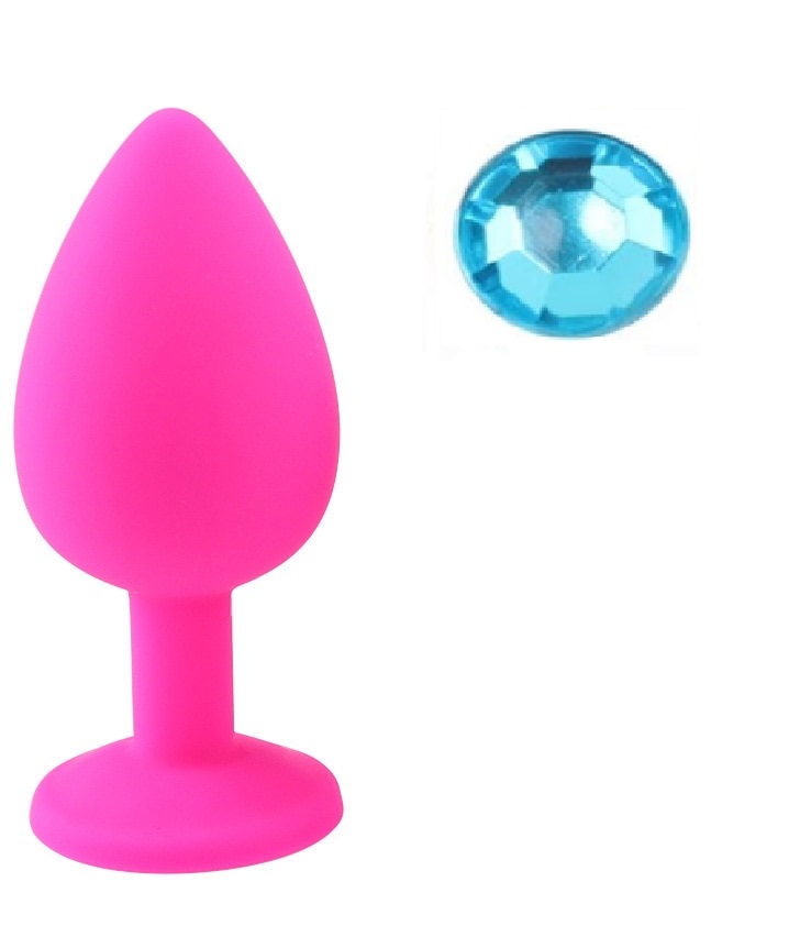 Dop Anal Silicone Buttplug Large Roz/Albastru Deschis Guilty Toys, #1, Erotic24.ro