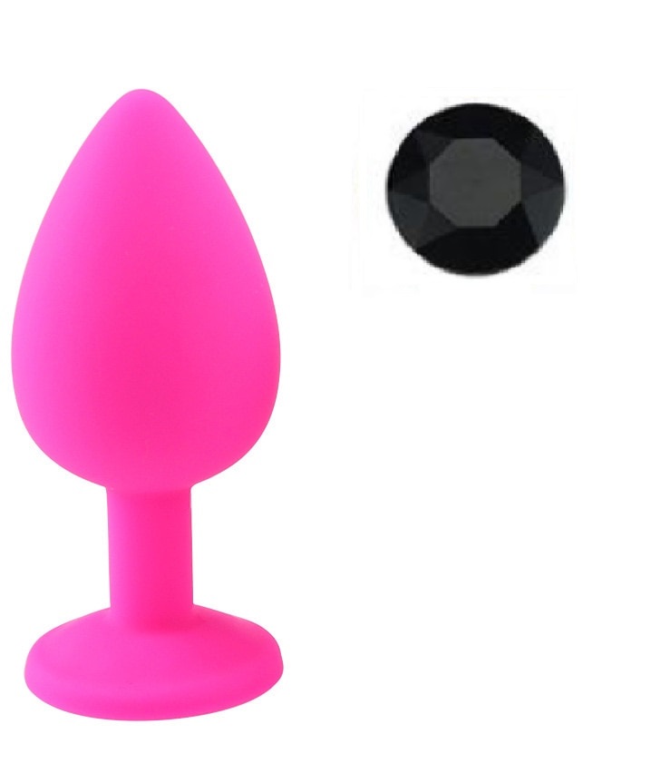 Dop Anal Silicone Buttplug Large Roz/Negru Guilty Toys, #1, Erotic24.ro