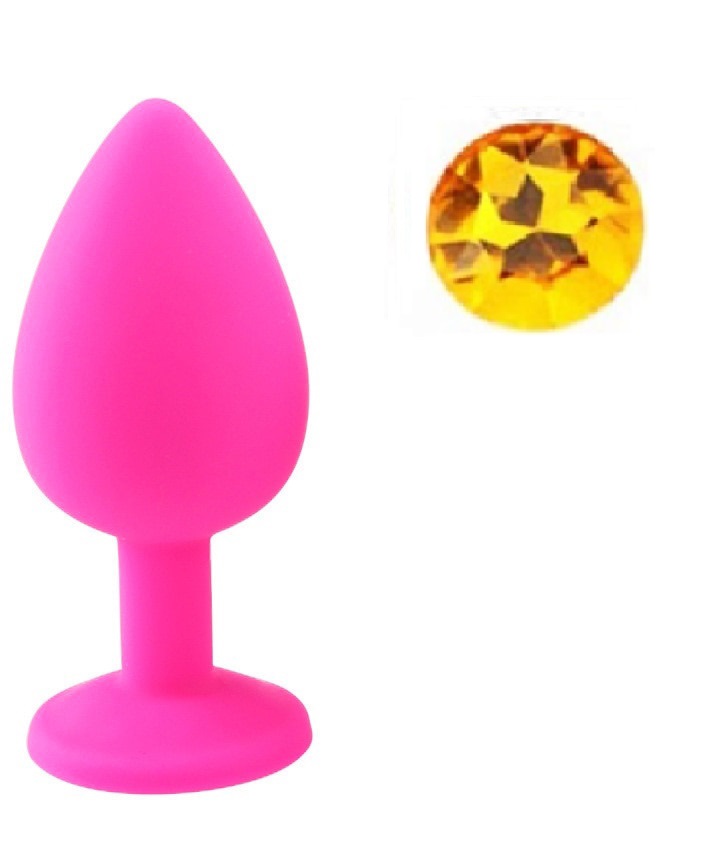 Dop Anal Silicone Buttplug Large Roz/Galben Guilty Toys, #1, Erotic24.ro