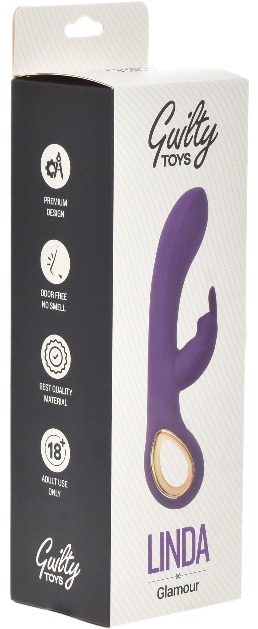 Vibrator Iepuras Linda Silicon USB Negru Guilty Toys, Nr. 8, Erotic24.ro