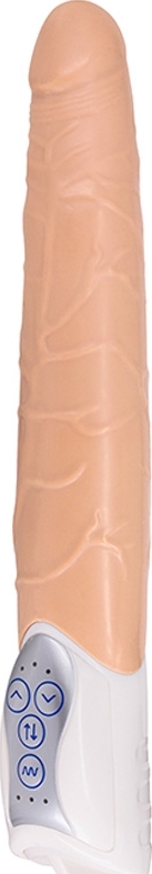 Vibrator Long John, 7 Moduri Vibratii + 3 Viteze Impingere, TPE, Natural, 27.8 cm