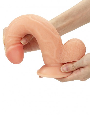 Strap On Easy Dildo cu Testicule Detasabil PVC Natural 22 cm, Nr. 5, Erotic24.ro