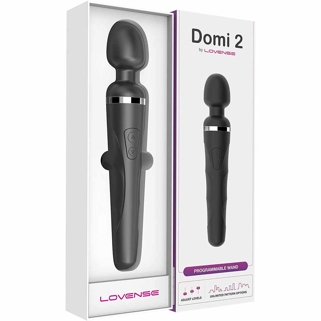 Vibrator Wand Domi 2 Lovense Bluetooth Control Free App Silicon Negru, Nr. 8, Erotic24.ro
