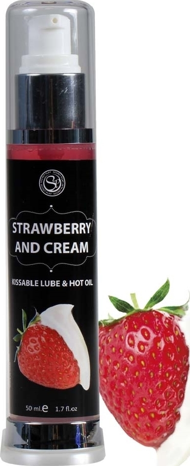 Lubrifiant Kissable and Hot Oil cu capsuni 50 ml