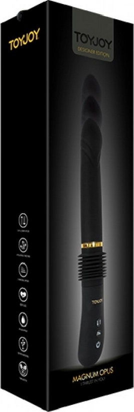 Vibrator Magnum Opus Thruster, 7 Moduri Vibratii + 3 Viteze Impingere, Silicon, USB, Negru, 31 cm, #3, Erotic24.ro