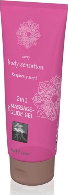 2 in 1 Gel Masaj si Lubrifiant Body Sensation Zmeura 200ml, Nr. 2, Erotic24.ro