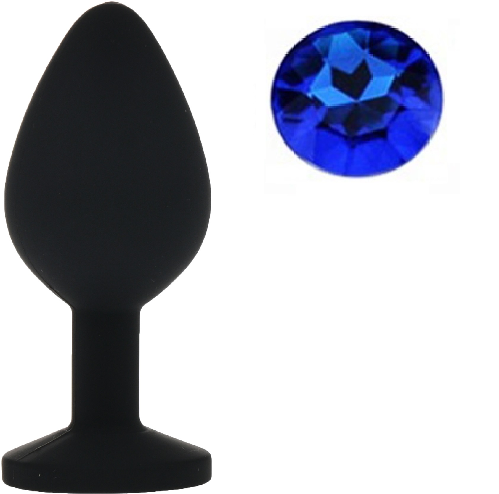 Dop Anal Silicone Buttplug Medium Negru/Albastru Guilty Toys