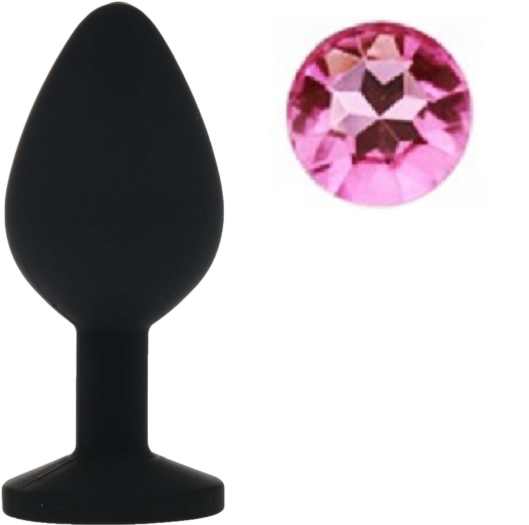 Dop Anal Silicone Buttplug, Medium, Negru/Roz, Guilty Toys