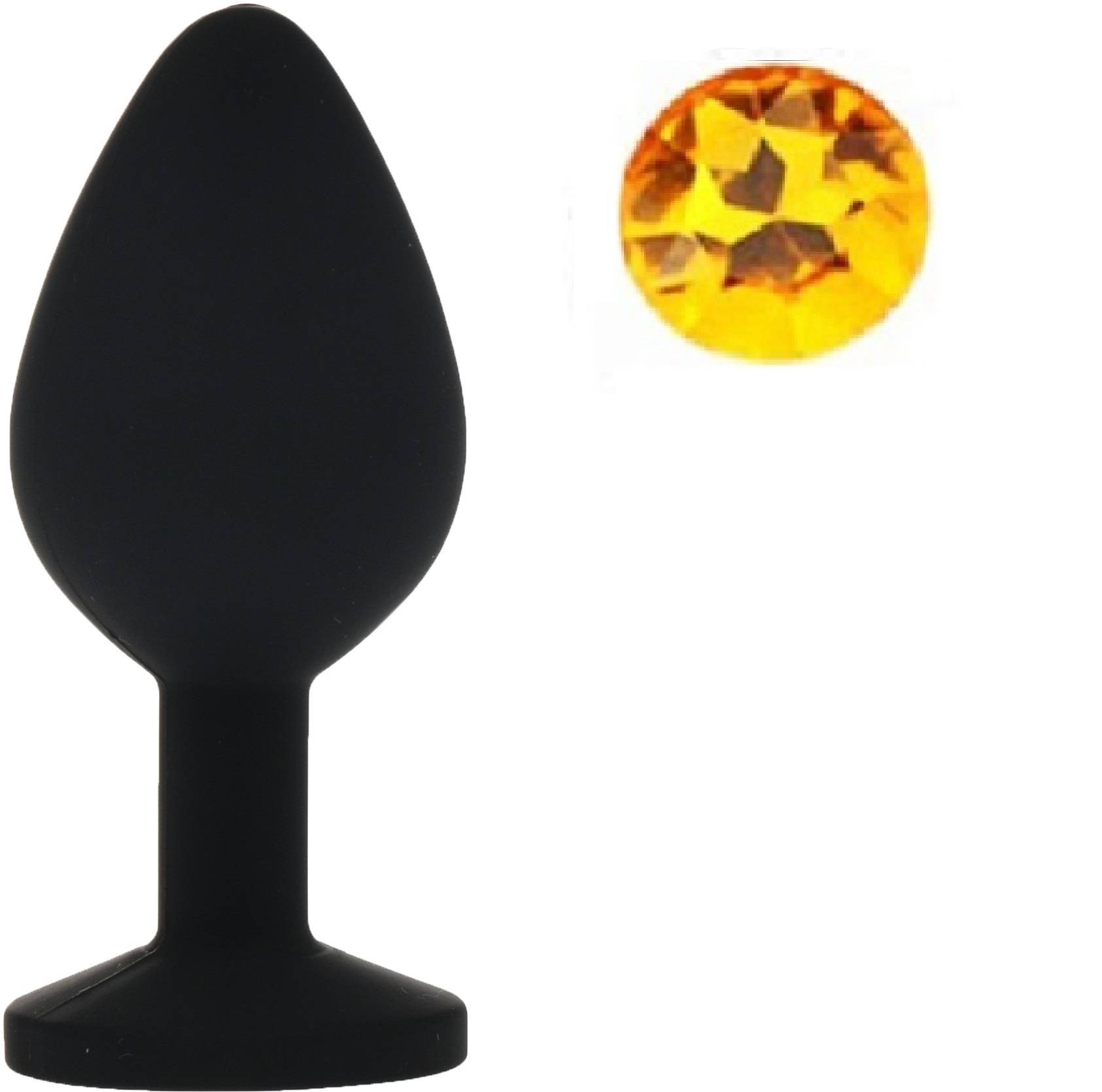 Dop Anal Silicone Buttplug Medium Negru/Galben Guilty Toys, #1, Erotic24.ro