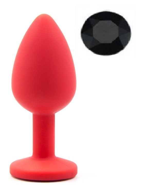 Dop Anal Silicone Buttplug Medium Rosu/Negru Guilty Toys, #1, Erotic24.ro