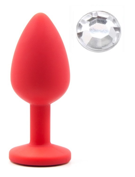 Dop Anal Silicone Buttplug Medium Rosu/Clear Guilty Toys