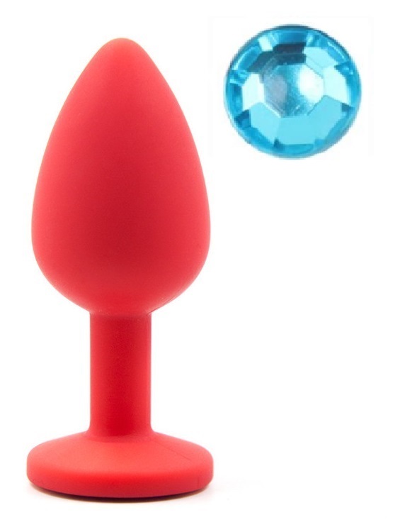 Dop Anal Silicone Buttplug Medium Rosu/Albastru Deschis Guilty Toys, #1, Erotic24.ro