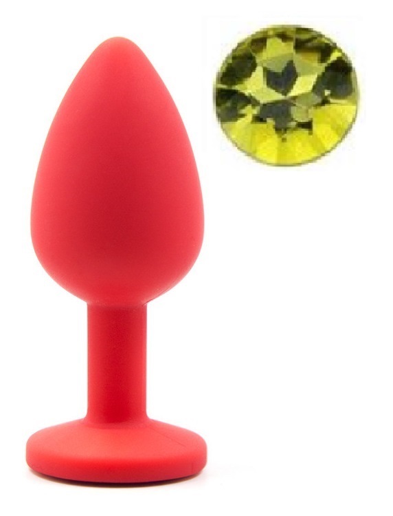 Dop Anal Silicone Buttplug Medium Rosu/Galben Inchis Guilty Toys, #1, Erotic24.ro
