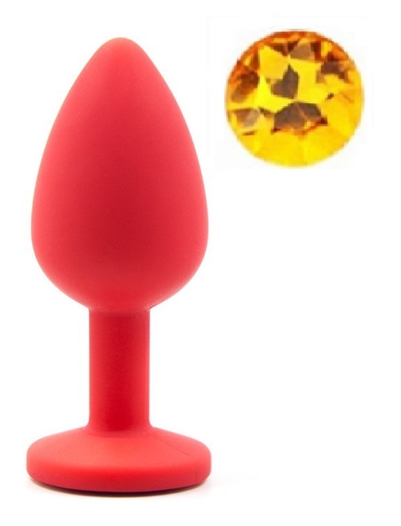 Dop Anal Silicone Buttplug Medium Rosu/Galben Guilty Toys, #1, Erotic24.ro