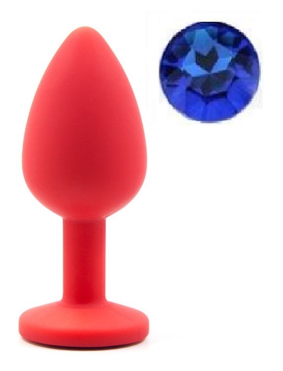 Dop Anal Silicone Buttplug Medium Rosu/Albastru Guilty Toys, #1, Erotic24.ro