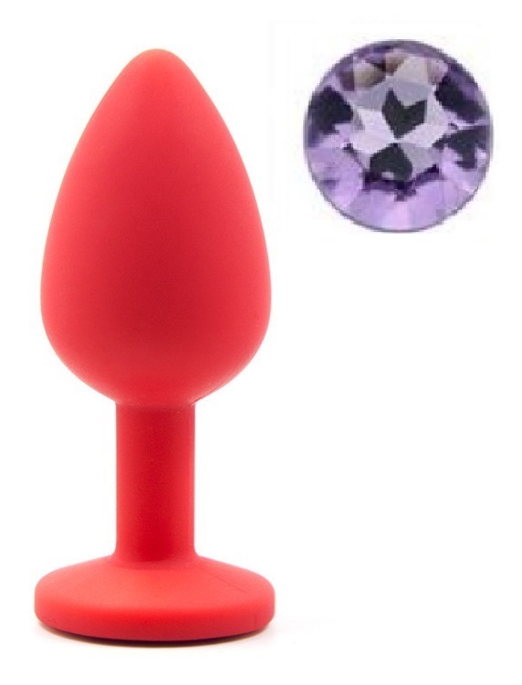 Dop Anal Silicone Buttplug Medium Rosu/Mov Deschis Guilty Toys, #1, Erotic24.ro
