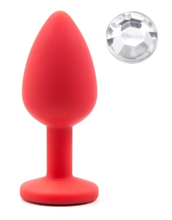 Dop Anal Silicone Buttplug Medium Rosu/Alb Guilty Toys, #1, Erotic24.ro