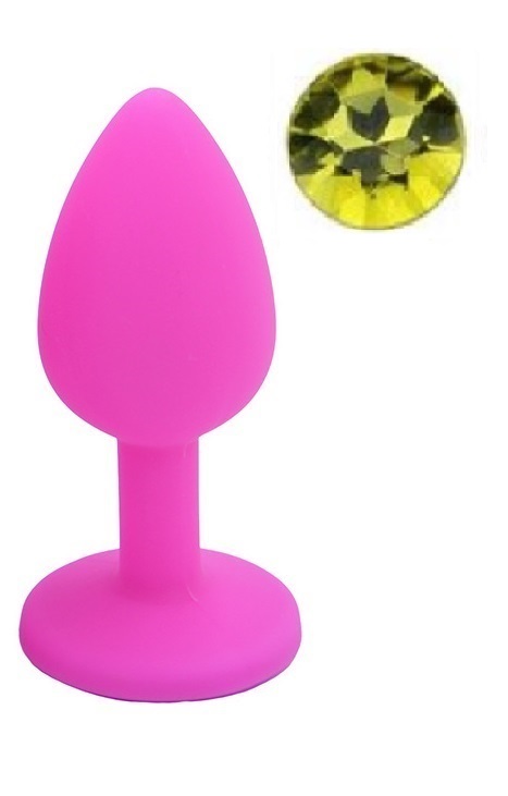 Dop Anal Silicone Buttplug Medium Roz/Galben Inchis Guilty Toys, #1, Erotic24.ro