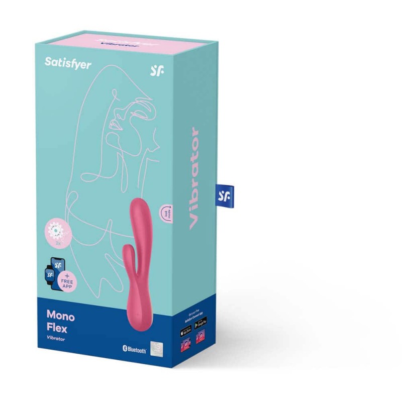 Vibrator Rabbit Mono Flex 20 cm Rosu Satisfyer Free App, #3, Erotic24.ro