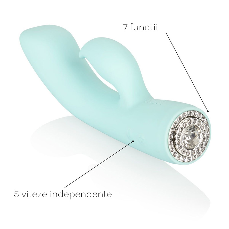 Vibrator Iepuras Pave Marylin, 7 Moduri Stimulatoare + 5 Viteze, Silicon, USB, Albastru, 18 cm, #6, Erotic24.ro