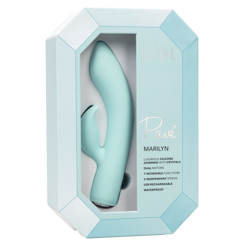 Vibrator Iepuras Pave Marylin, 7 Moduri Stimulatoare + 5 Viteze, Silicon, USB, Albastru, 18 cm, #8, Erotic24.ro