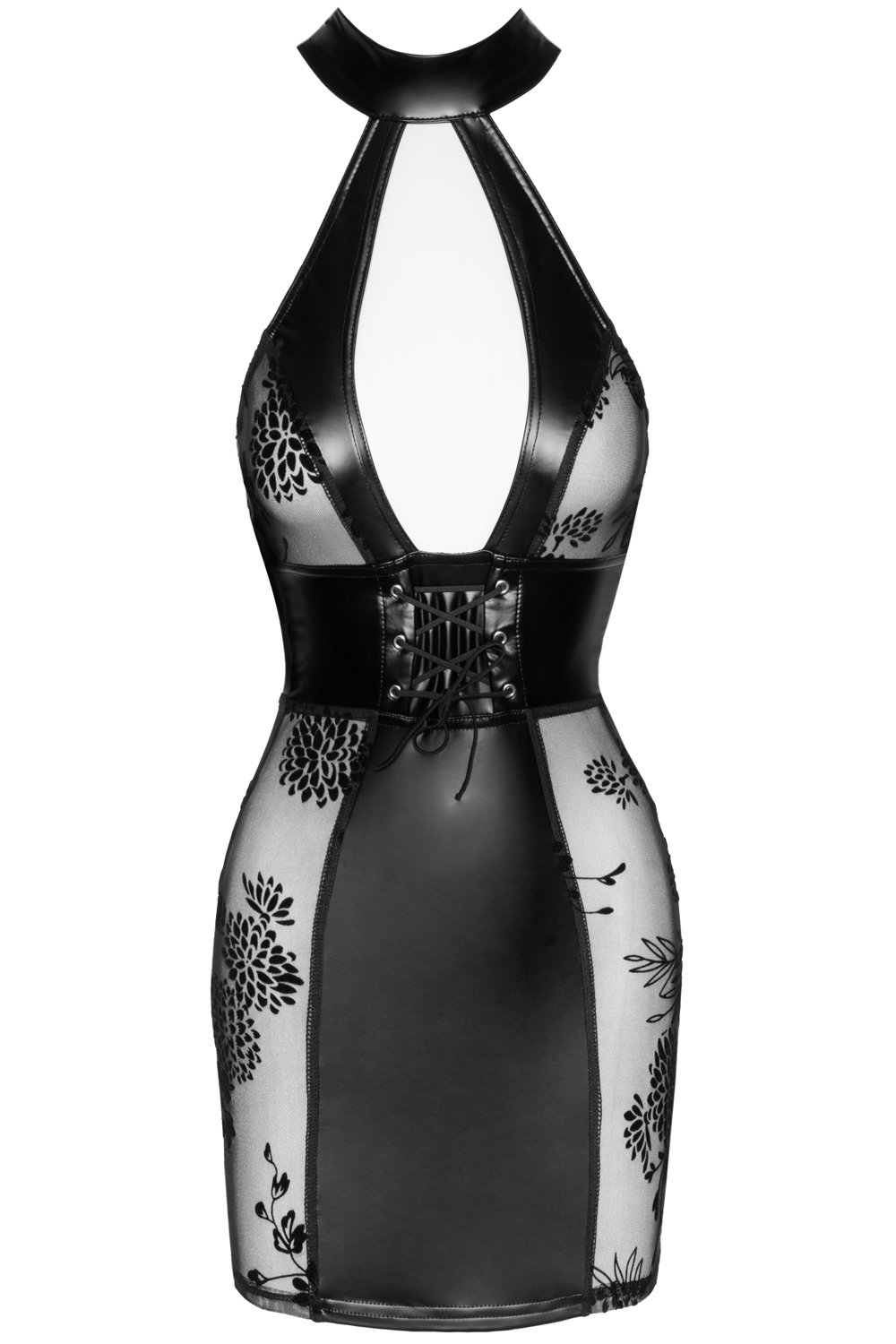 Rochie Mini Powerwetlook cu Tulle Transparent si Broderie M, #3, Erotic24.ro