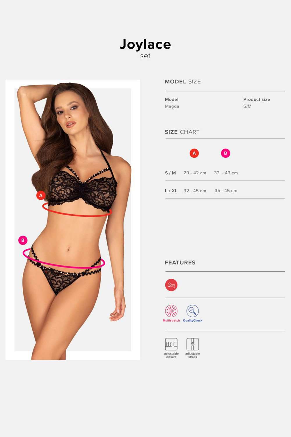 Set Lenjerie 2 Piese Joylace Negru S/M, #4, Erotic24.ro