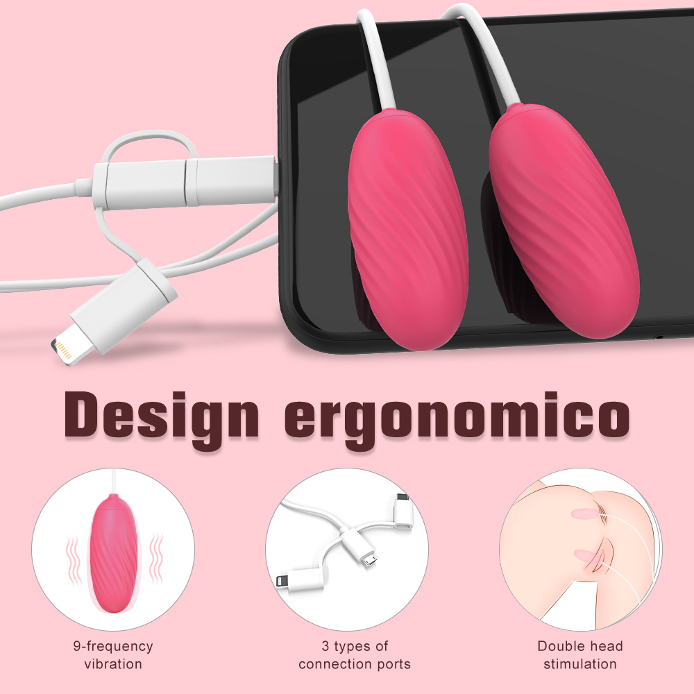 2 Oua Vibratoare Brole 9 Moduri Vibratii Conectare la Telefon Silicon Roz Mokko Toys, #4, Erotic24.ro