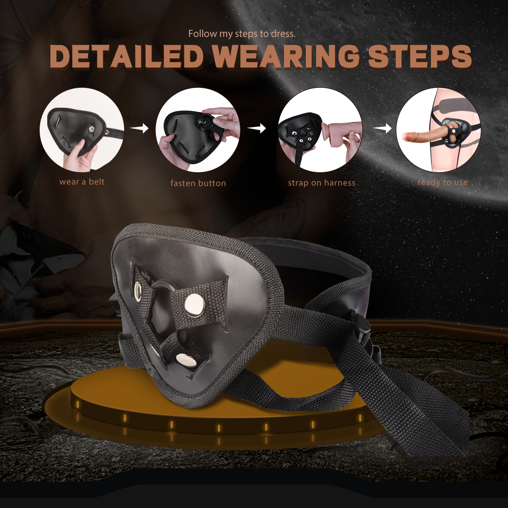 Strap-on Pleasure, Dildo+Glont Vibrator, Remote Control, 9 Moduri Vibratii, PVC, Maro, Mokko Toys, #3, Erotic24.ro