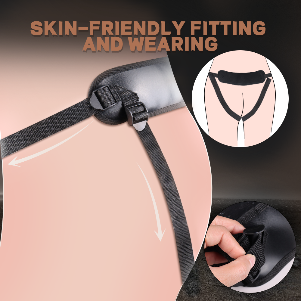 Strap-on Pleasure, Dildo+Glont Vibrator, Remote Control, 9 Moduri Vibratii, PVC, Maro, Mokko Toys, #6, Erotic24.ro