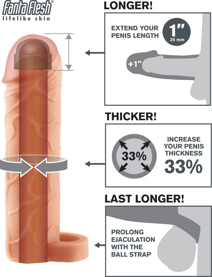 Prelungitor Penis Fantasy X-tension Perfect 1 cu inel testicule, #3, Erotic24.ro