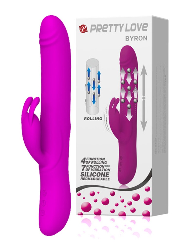 Vibrator Byron Rolling&Vibrating Silicon Mov 25 cm, #6, Erotic24.ro