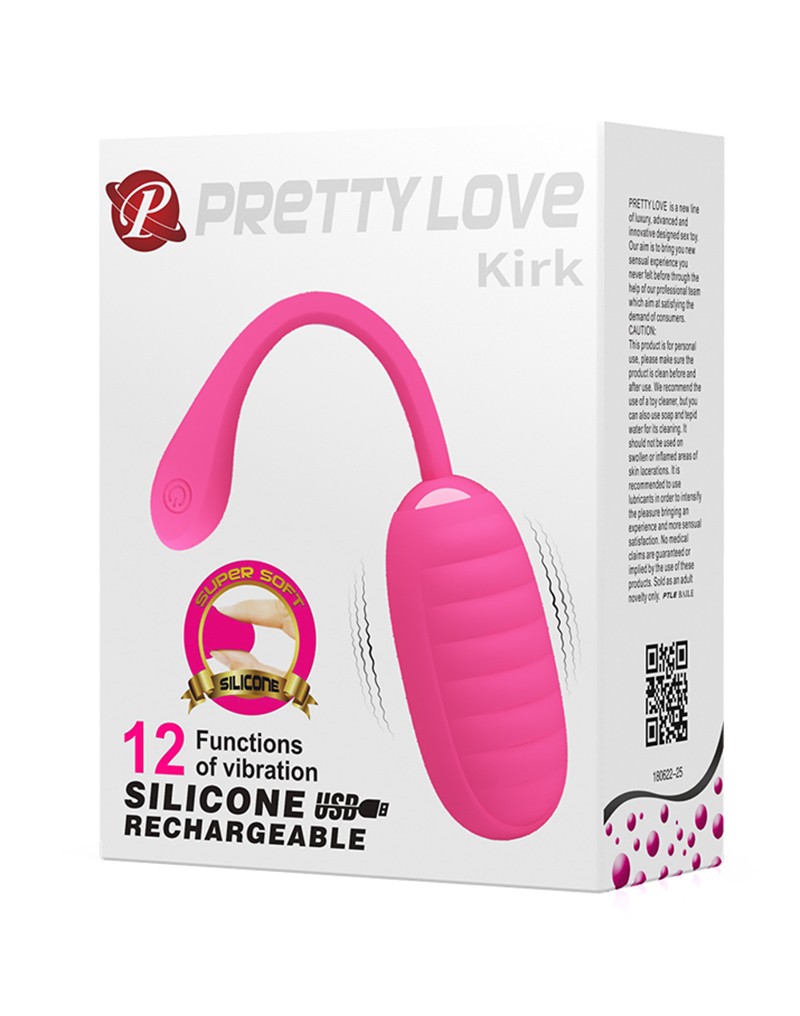 Ou Vibrator Kirk, 12 Moduri Vibratii, Silicon, USB, Roz, Nr. 6, Erotic24.ro