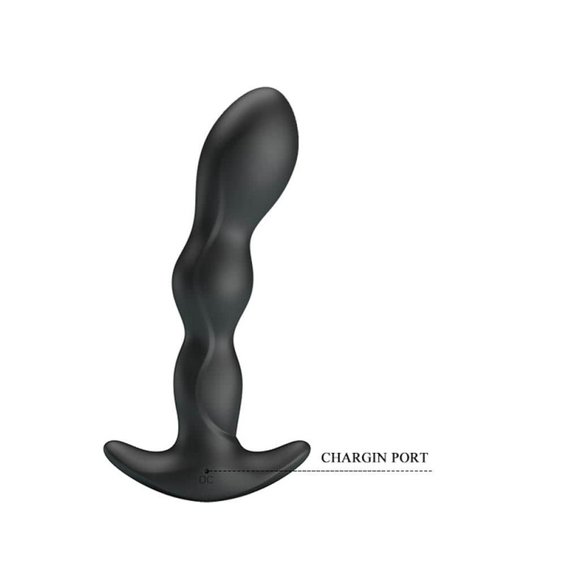 Dop Anal Special Anal Massager 12 Moduri Vibratii Silicon USB Negru 14.5 cm, #5, Erotic24.ro
