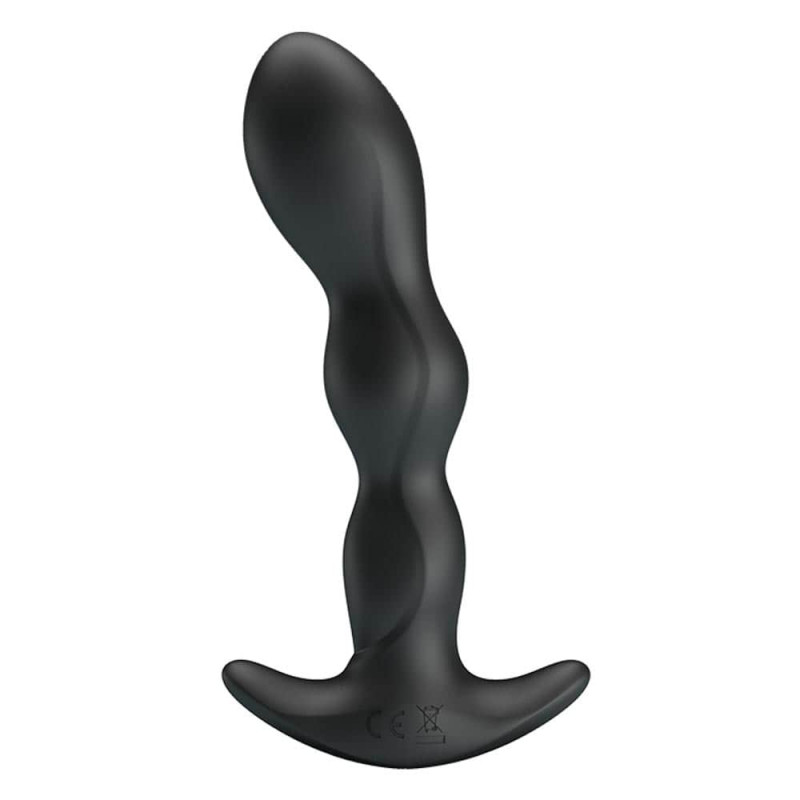 Dop Anal Special Anal Massager 12 Moduri Vibratii Silicon USB Negru 14.5 cm, #7, Erotic24.ro