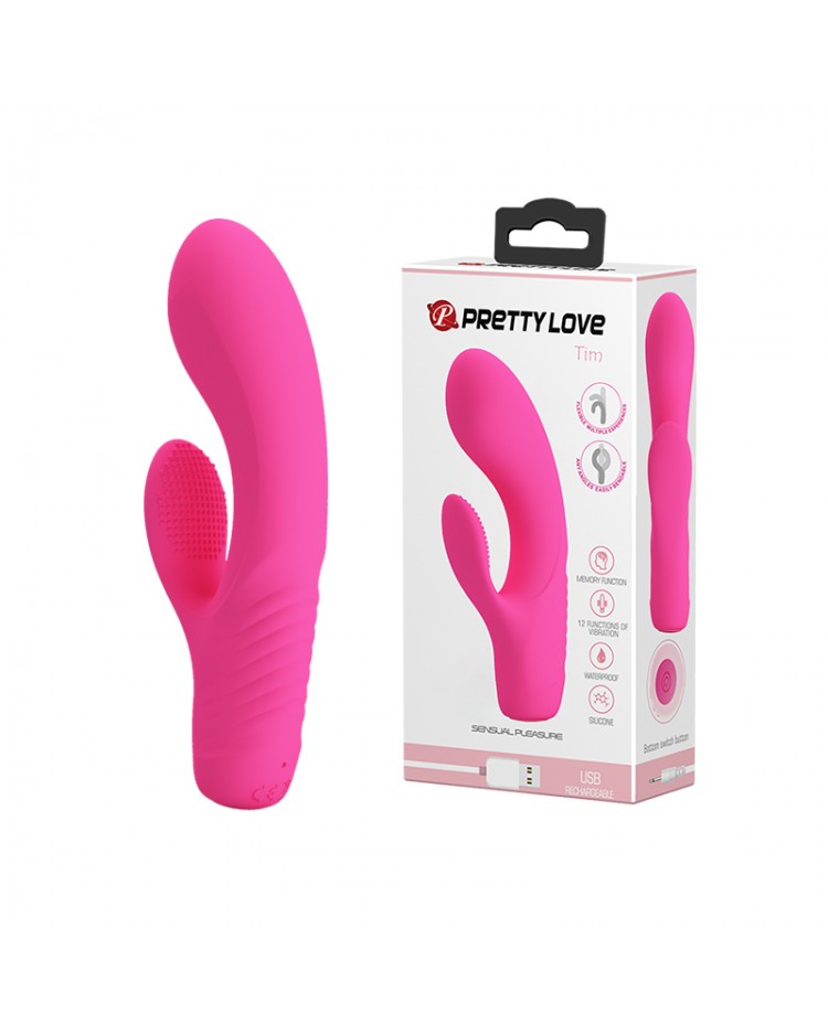 Vibrator Tim 12 Moduri Vibratii Silicon Roz 15.5 cm, #2, Erotic24.ro