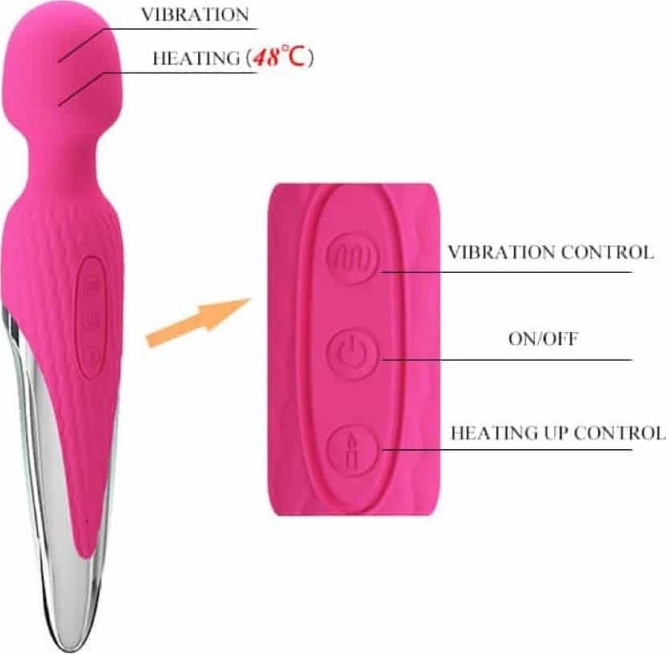 Vibrator Masaj Antony, 7 Moduri Vibratii, Functie Incalzire  48  ?C, Silicon, USB, Roz, 26 cm, #6, Erotic24.ro