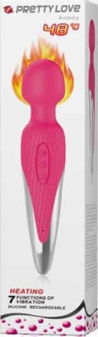 Vibrator Masaj Antony, 7 Moduri Vibratii, Functie Incalzire  48  ?C, Silicon, USB, Roz, 26 cm, #7, Erotic24.ro