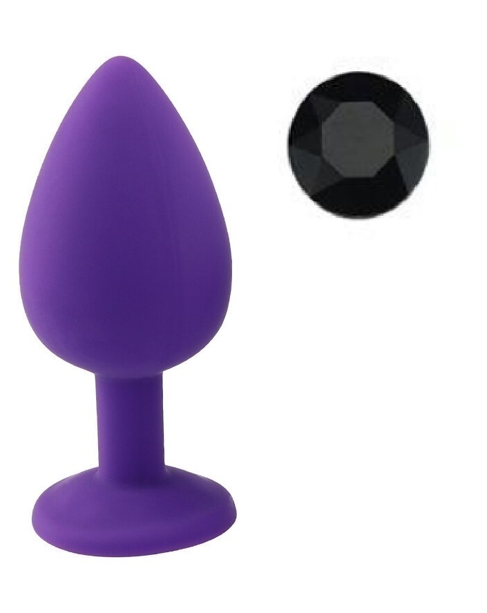 Dop Anal Silicone Buttplug, Medium, Mov/Negru, Guilty Toys