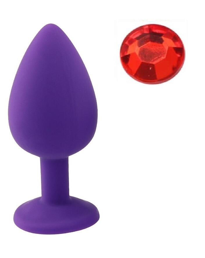 Dop Anal Silicone Buttplug, Small, Mov/Rosu, Guilty Toys