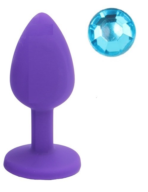 Dop Anal Silicone Buttplug Medium Mov/Albastru Deschis Guilty Toys, #1, Erotic24.ro