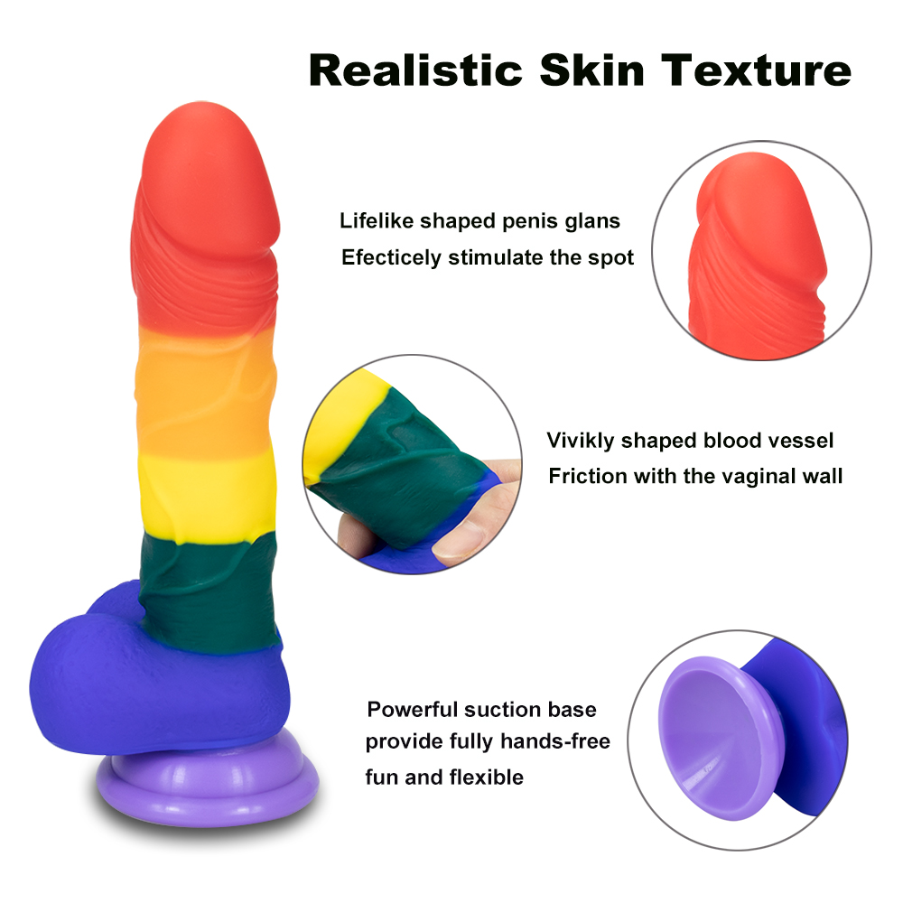 Dildo Realist Rainbow Silicon 20 cm Passion Labs, Nr. 14, Erotic24.ro