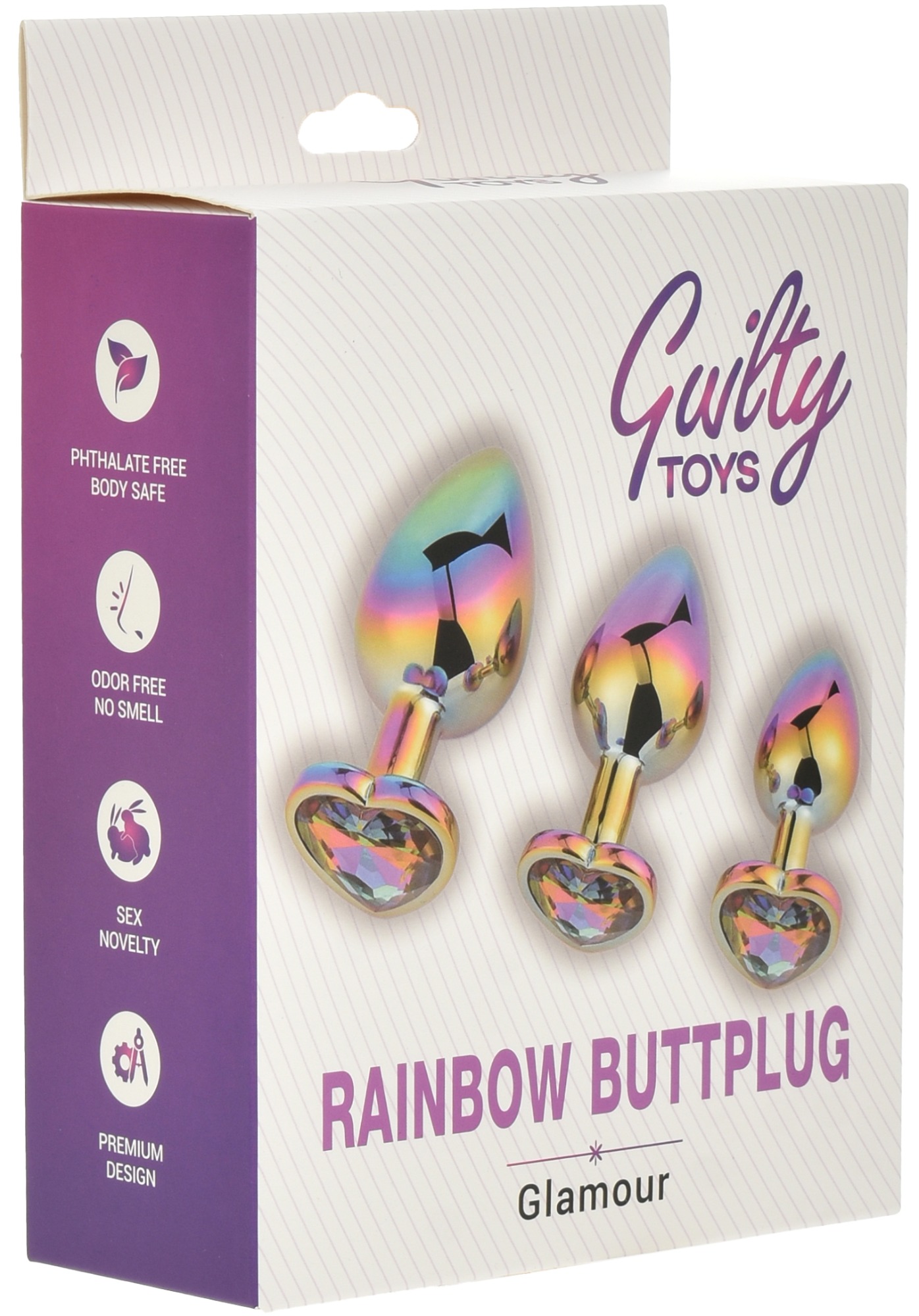 Dop Anal Rainbow Buttplug Small Heart Shape Multicolor Guilty Toys, Nr. 3, Erotic24.ro