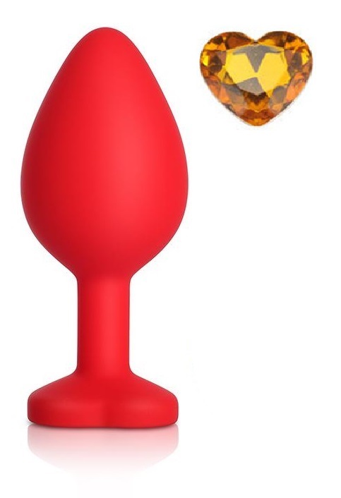 Dop Anal Brighty Medium Silicon Rosu/Galben Mokko Toys, #1, Erotic24.ro