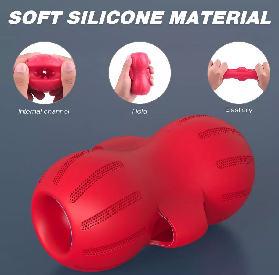 Masturbator Space Pro cu 2 Oua Vibratoare 9 Moduri Vibratii+3 Intensitati Viteza Soft Silicon Rosu 12.5 cm Guilty Toys, #5, Erotic24.ro