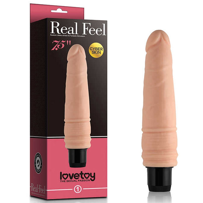Vibrator Real Feel Cyberskin Nr.2, Multispeed, TPR, Natural, 20 cm, Nr. 5, Erotic24.ro