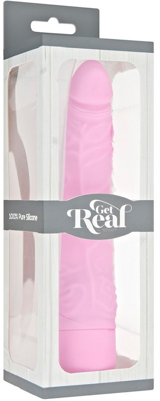 Vibrator Realist Slim, Silicon, Roz, 21 cm, #3, Erotic24.ro