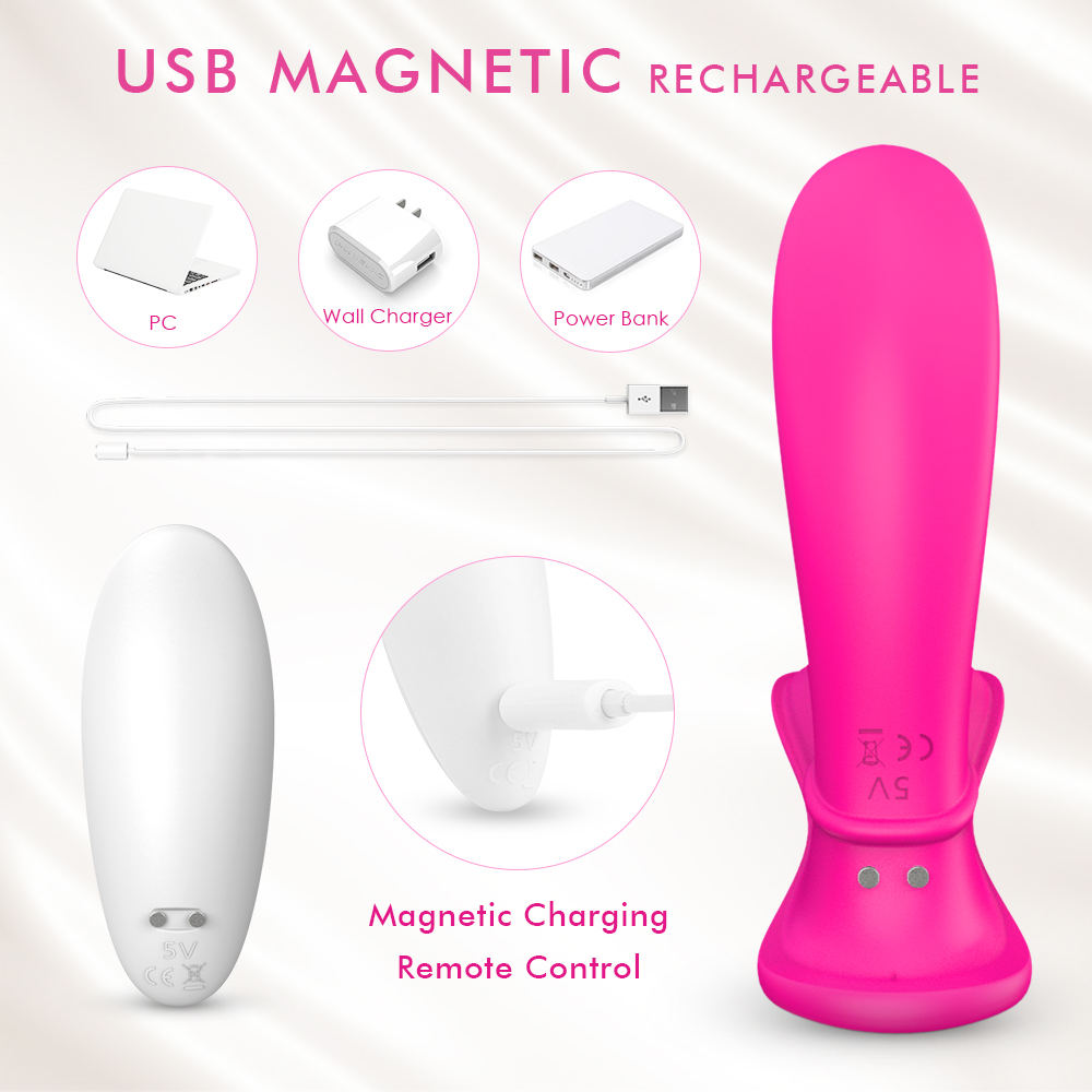 Stimulator Rewer Remote Control 9 Moduri Vibratii Silicon USB Roz Guilty Toys, #8, Erotic24.ro