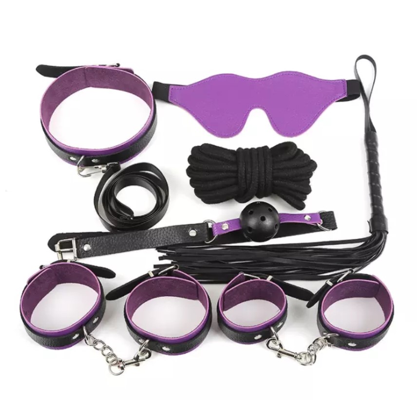 Set BDSM 7 Piese, Negru/Violet, Guilty T in SexShop KUR Romania